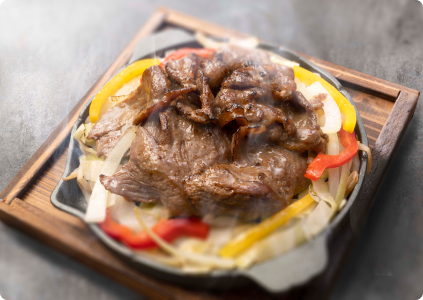 Teppanyaki beef and vegetables
