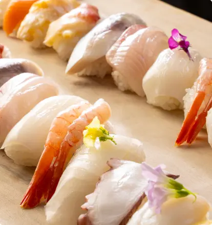 Freshly prepared sushi